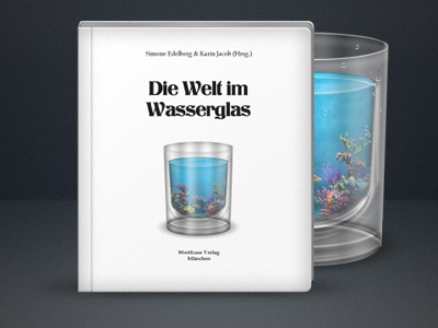Bookcover 'World in a waterglass' coral cover glass icon print water