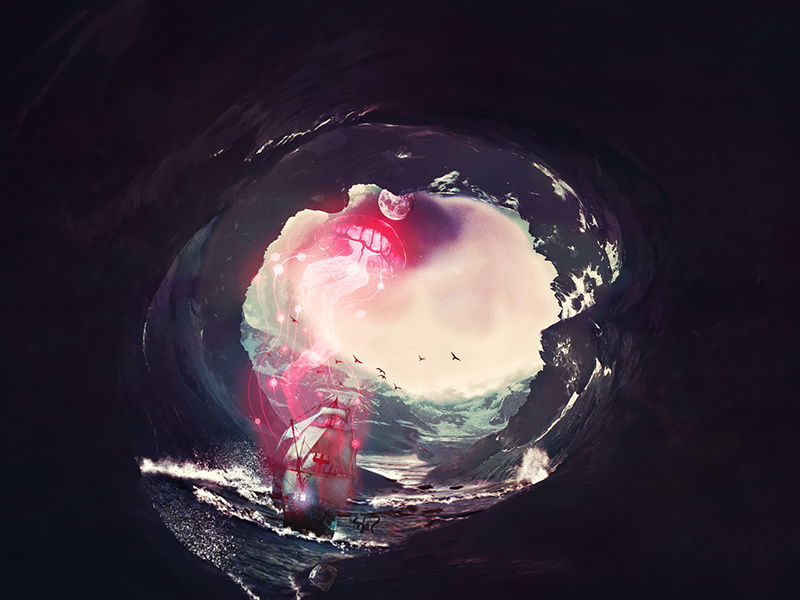 Surrealism photomanipulation digitalart dark redsea ship painful egypt