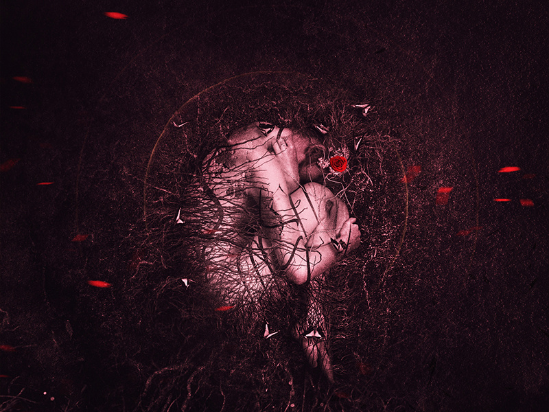 S O L E D A D photomanipulation digitalart darkness sad red girl alone isolation