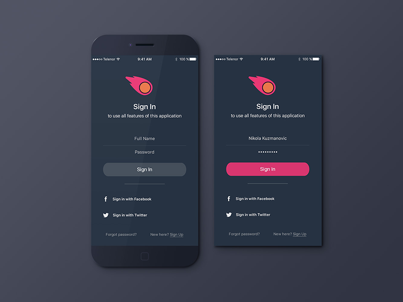 Sign In iOS Screen by Nikola Kuzmanovic on Dribbble