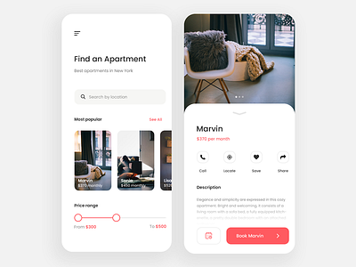 Find an apartment - App apartment app app design application design experience flat interface landing mobile modern page product real estate rent rental ui user ux website