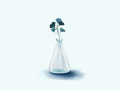 Glass Vase blue design digital art digital illustration digital painting flowers glass illustration leaves ui vase