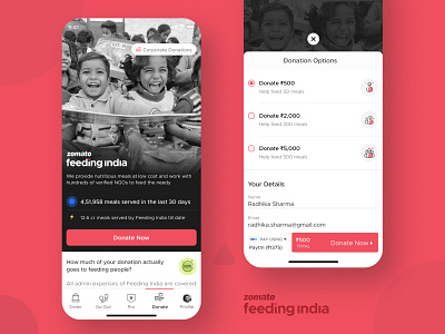 Zomato Feeding India: In App Tab app branding design ui ux