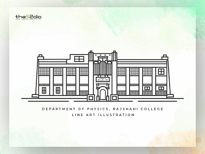 Line Art Illustration, Physics Building, RC bangladesh building graphic design illustration interior landscape design line art