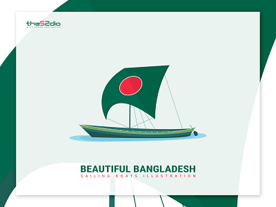 Sailing Boats Illustration (Beautiful Bangladesh) bangladesh boat branding digitalart graphic design illustraion river sailboat sailing