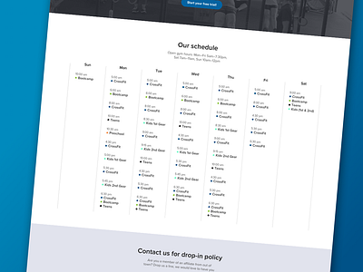 Schedule Page branding crossfit design fitness gym marketing schedule sketch ui ux web