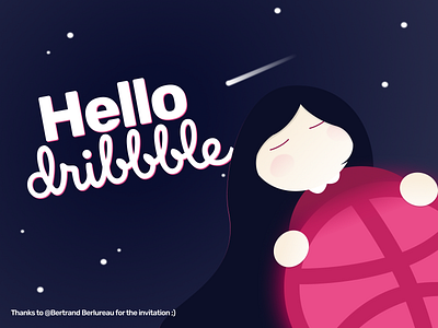 Hello Dribbble 👋 girl hello dribbble illustration space