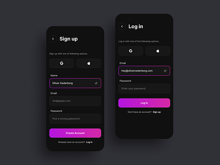 Sign up - Daily UI 001 by Oliver Cederborg on Dribbble