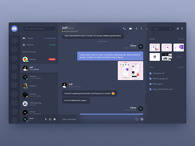 Chat UI app application chat concept design discord interface ui user ux