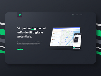 Devant Landing Page agency app application branding concept danish dark design green grey landing minimal mockup page ui ux web website