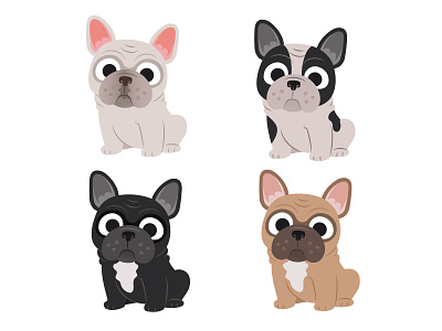 French Bulldogs baby characterdesign dog illustration art puppy vector illustration