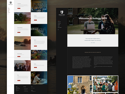 Kellogg MCR Website branding college dark theme elegant minimalistic oxford student university website