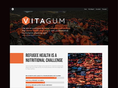 VitaGum Web banner branding charity gum hexagon landing page nutrition orange science start up vitamins web webdesign