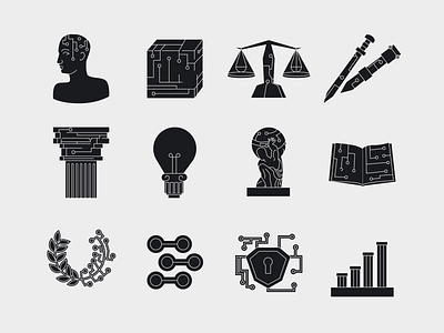 Tech meets ancient Rome blackicons iconography illustration infographic lineart rome technology