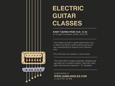 Gitar Classes Flyer brochure dark electric guitar flyer gold theme guitar illustration