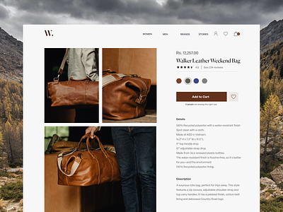 Handcrafted Bags: Product Detail page bags creative e-commerce interface men product product detail shopping ui web design women