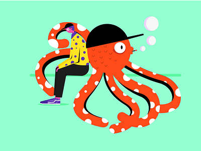 Octopus &human illustration vector artwork