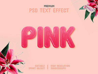 3D Pink-PSD Text Effect Template 🌸 3d pink