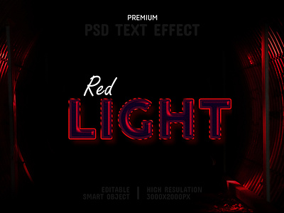 Red Neon Light-PSD Text Effect Template 🚨 psd text effect red neon light