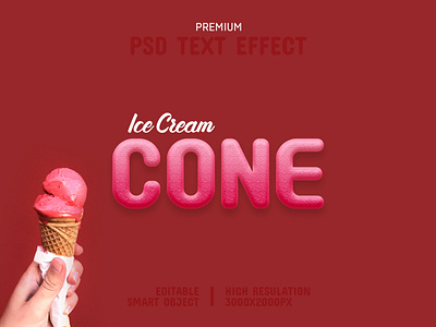Ice Cream Cone-PSD Text Effect Template 🍦