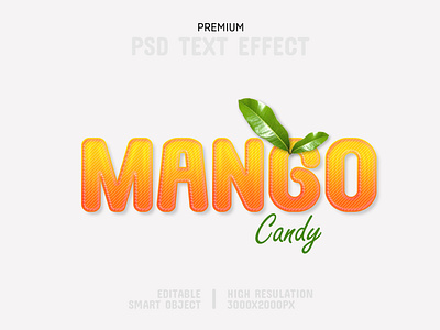 Mango Candy-PSD Text Effect Template 🌳 clean creative editable file graphic design mango text effect