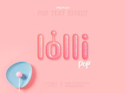 Lollipop Candy-PSD Text Effect Template 🍭 clean creative graphic design template