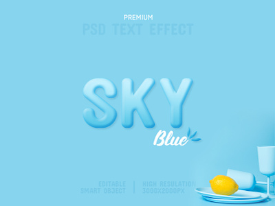 Sky Blue-PSD Text Effect Template 💙 template