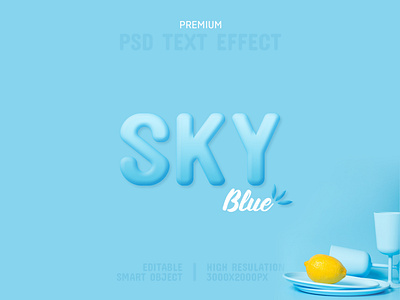 Sky Blue-PSD Text Effect Template 💙