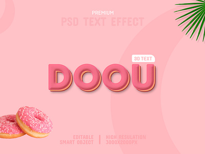 Doughnut 3D-PSD Text Effect Template 🍩 3d creative editorial psd mockup text effect text mockup