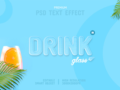 Glass-PSD Text Effect Template 🥂 clean creative glass photoshop psd mockup psd theme summer template text mockup