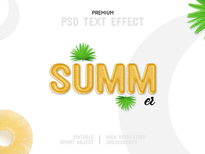 Summer-PSD Text Effect Template 💛 clean creative golden graphic design leaf psd mockup summertime text mockup