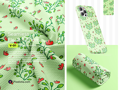 Seamless Floral Pattern Design V-01 ☘️ branding clean creative floral pattern floral wallpaper graphic design illustration seamless pattern