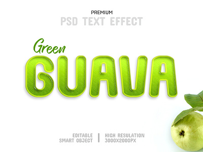 Green Guava-PSD Text Effect Template 🍈 green guava