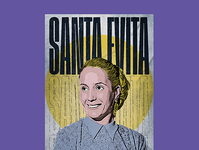 Santa Evita design eva peron halftone illustration poster