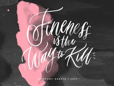 Hello Dribbble! black brushlettering handlettering lettering letters pink quotes song watercolor
