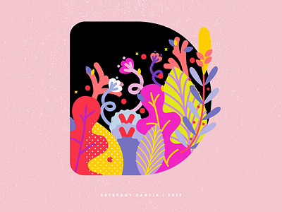 D is for Dribbble 36daysoftype challenge flowers letter pink textures type typography vector