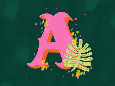 Letter A – 36 Days of Type a brand green ipad lettering leaf letter lettering logo pink type typography