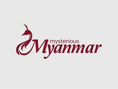 Logo for the Myanmar travel company burgundy logo myanmar peacock travel