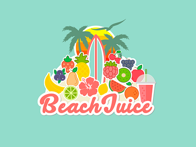 Juice / Smoothie Company Logo | Daily Logo Challenge Day 47 beach blueberry branding dailylogochallenge design fruit juice lemon logo pineapple raspberry sand smoothie strawberry sun surf watermelon