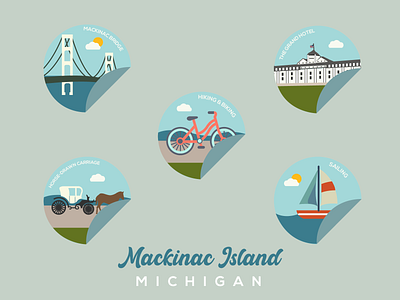 Mackinac Island Sticker Set | Dribbble Weekly Warm-Up