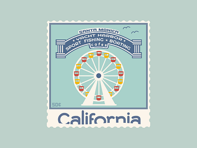 Santa Monica Stamp | Weekly Warm-Up california design dribbbleweeklywarmup logo santa monica santa monica pier stamp vector