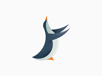 Penguin animal design gradient logo