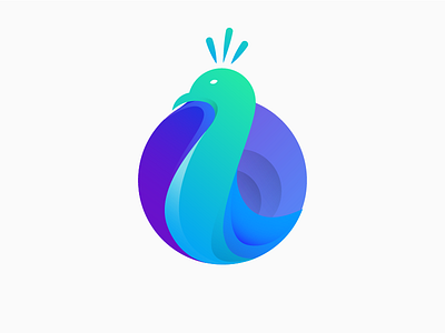 Peacock animal design gradient logo