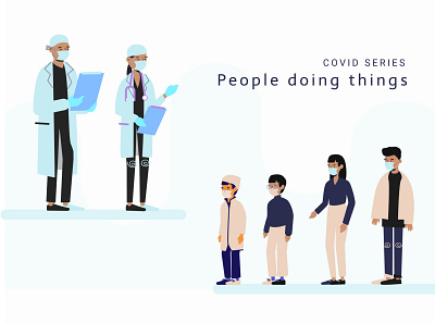 People Doing Things, Covid Series animation app branding character cool covid covid19 design doctor family guy illustration kids medical minimal team ui ux vector website