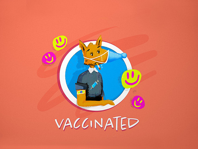 Responsible Vaccinated Fox Sticker Illustration