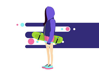 "Skateboard Girl" Vector Illustration