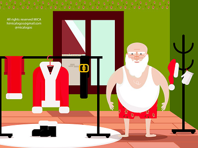 Santa Gettin' Ready, Day Version adobe art card christmas claus fat funny illustration illustrator night santa vector