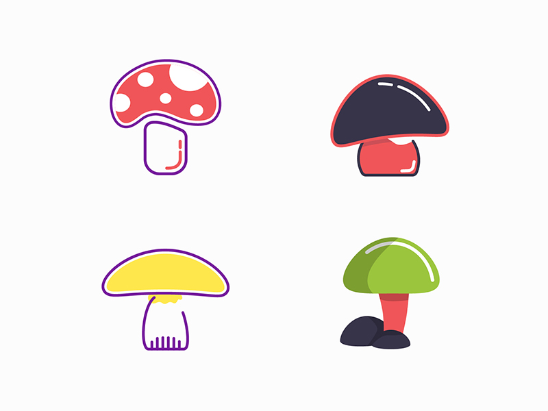 Mushrooms Vector Illustrations Icons By Mica Andreea On Dribbble