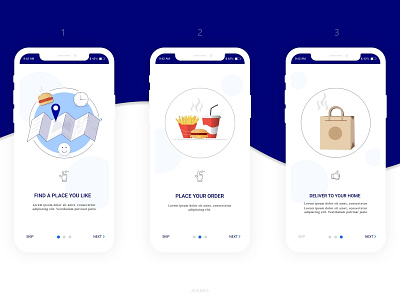 On Boarding UI Food App animation app branding design flat flat design food food and drink food app food delivery icon icons illustration illustrations illustrator location ui ux vector web