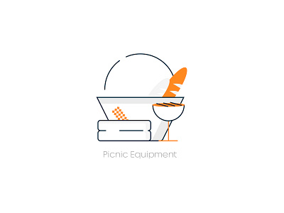 Picnic Equipment Icon animation app branding bread flat flat design food grill icons illustration infographic mark modern outline picnic simple ui vector web website